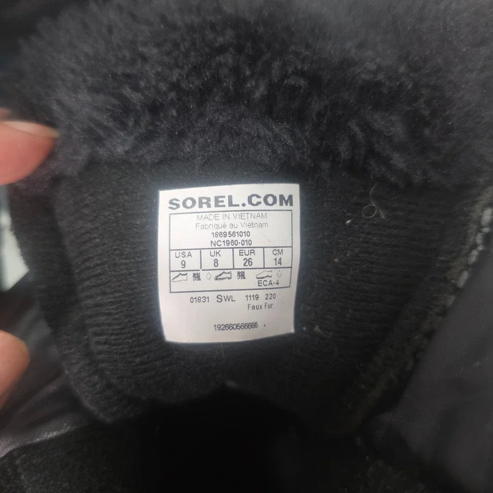 Sorel Snow Commander Boys 9 Black Charcoal NC1960-010 Waterproof Winter Boots